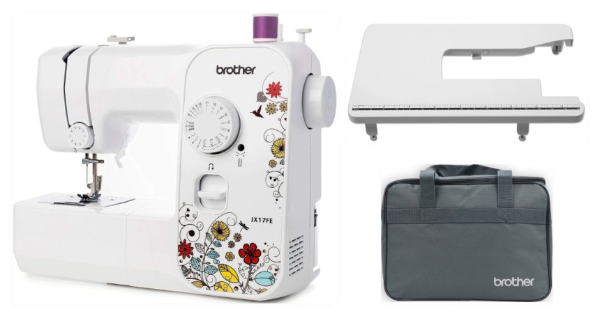 Brother JX17FE (Fantasy Edition) Macchina per Cucire Automatica con 17 Punti di Cucito, Completa e Facile per Principianti - Offerta con Tavolo prolunga e Borsa