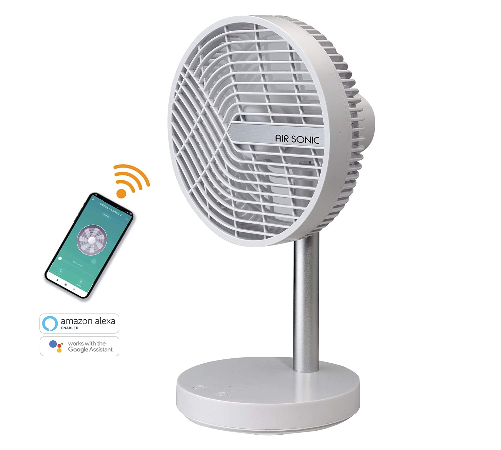 Bimar Air Sonic VD220 - Ventilatore WI-FI con APP smartphone, ricaricabile, a controllo vocale Alexa e Google Home